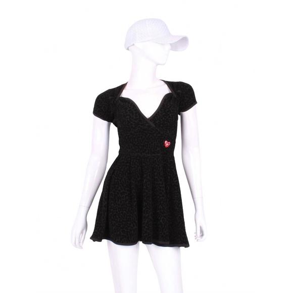 NEW LOVE LOVE TENNIS women's adeline court tennis dress in burned velvet leopard